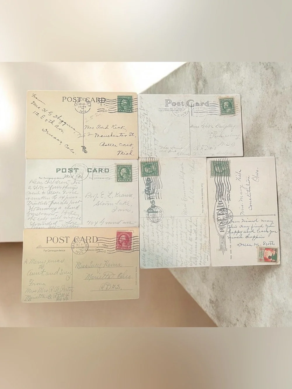 collection of six vintage Christmas and New Year greeting postcards Golden Age.